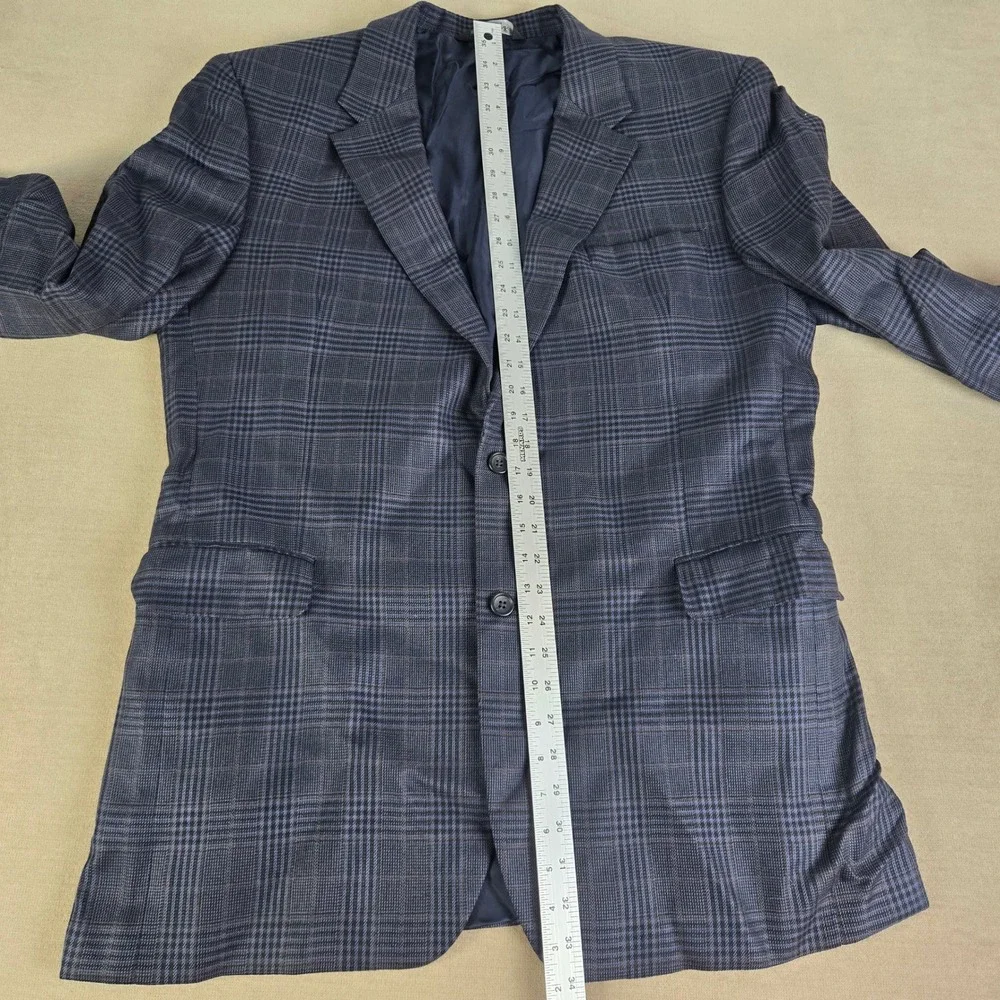 Jos A Bank Mens Plaid Blazer Sport Coat Blue Camel Hair Silk‎ Blend Two 46L